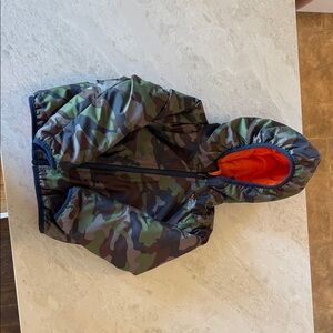 The North Face Kids Camouflage Puffer Jacket with Orange Lining